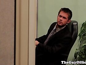 Gay office hunk drilled until they cum