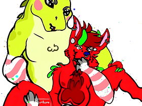 Dragon doggo and dino fleecy gay fun