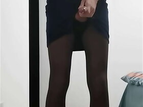 sissy crossdresser jerked off in high heels and sexy dress