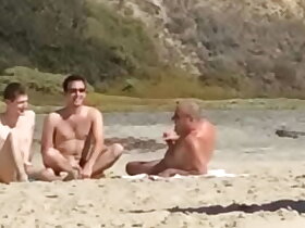 Guys caught jerking at nude beach