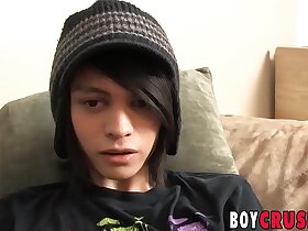 Elegant twink tugging and cumming at sex buckle down to