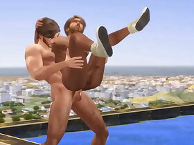 Hunk Sims 4 - Hot and sweaty gay sex by the pool in summer heat (very NSFW)